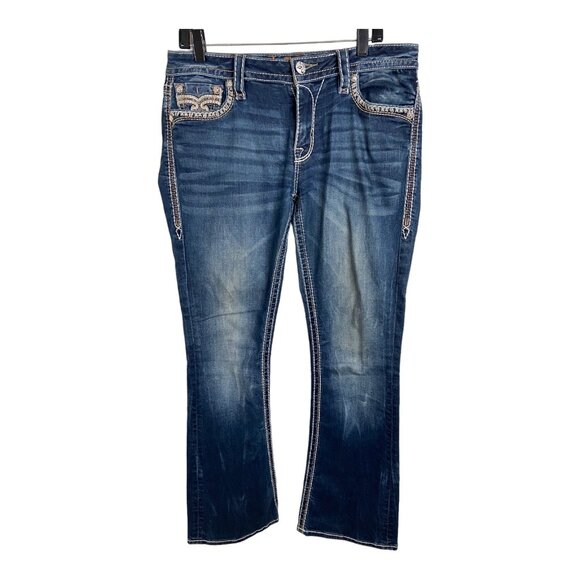 Rock Revival women’s 30” Meri Easy Boot jeans contrast stitching‎ western bottom - Picture 1 of 14